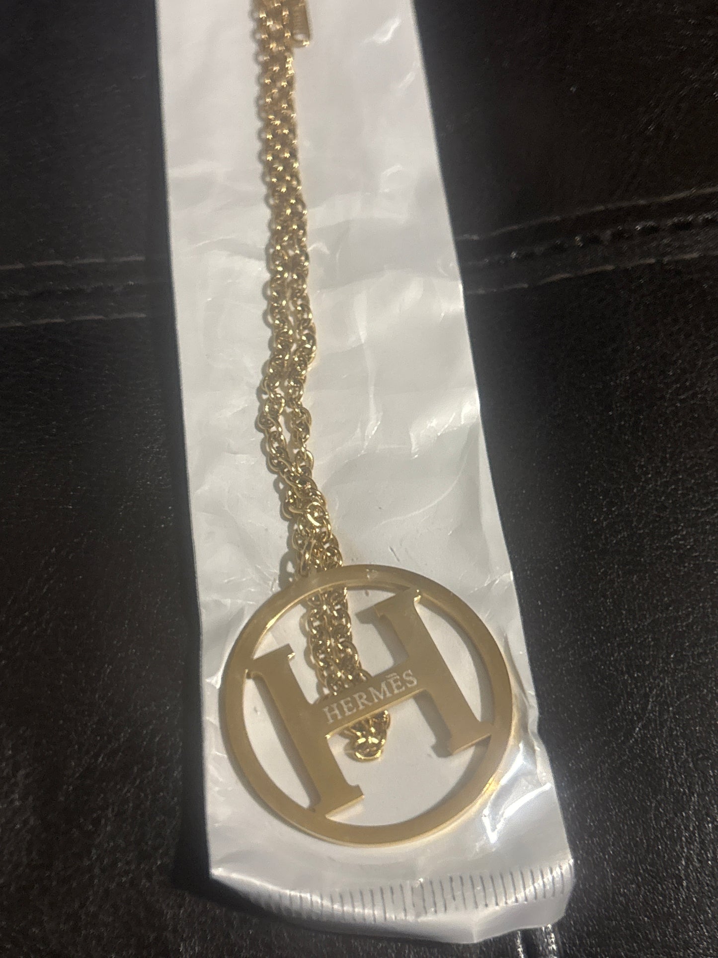 Hermès H Logo Circle Pendant Necklace 🪨✨ Silver Stainless Steel | Large Bold H Cut-Out Circle Pendant | Double Chain | Luxury Statement Jewelry 💎 Jo