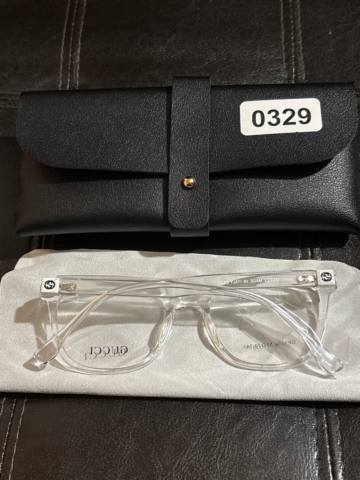 Crystal Clear Square Acetate Optical Frames | Silver GG Logo Hinge & Metal Temple Accents | Includes Case ✨🕶️ #0329