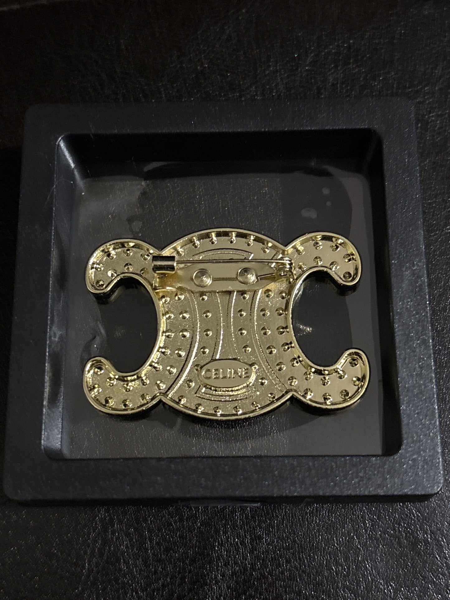 Luxury Fully Pavé Crystal Double-Arc Statement Brooch in Gold-Tone with Shadow Box 💰💎✨