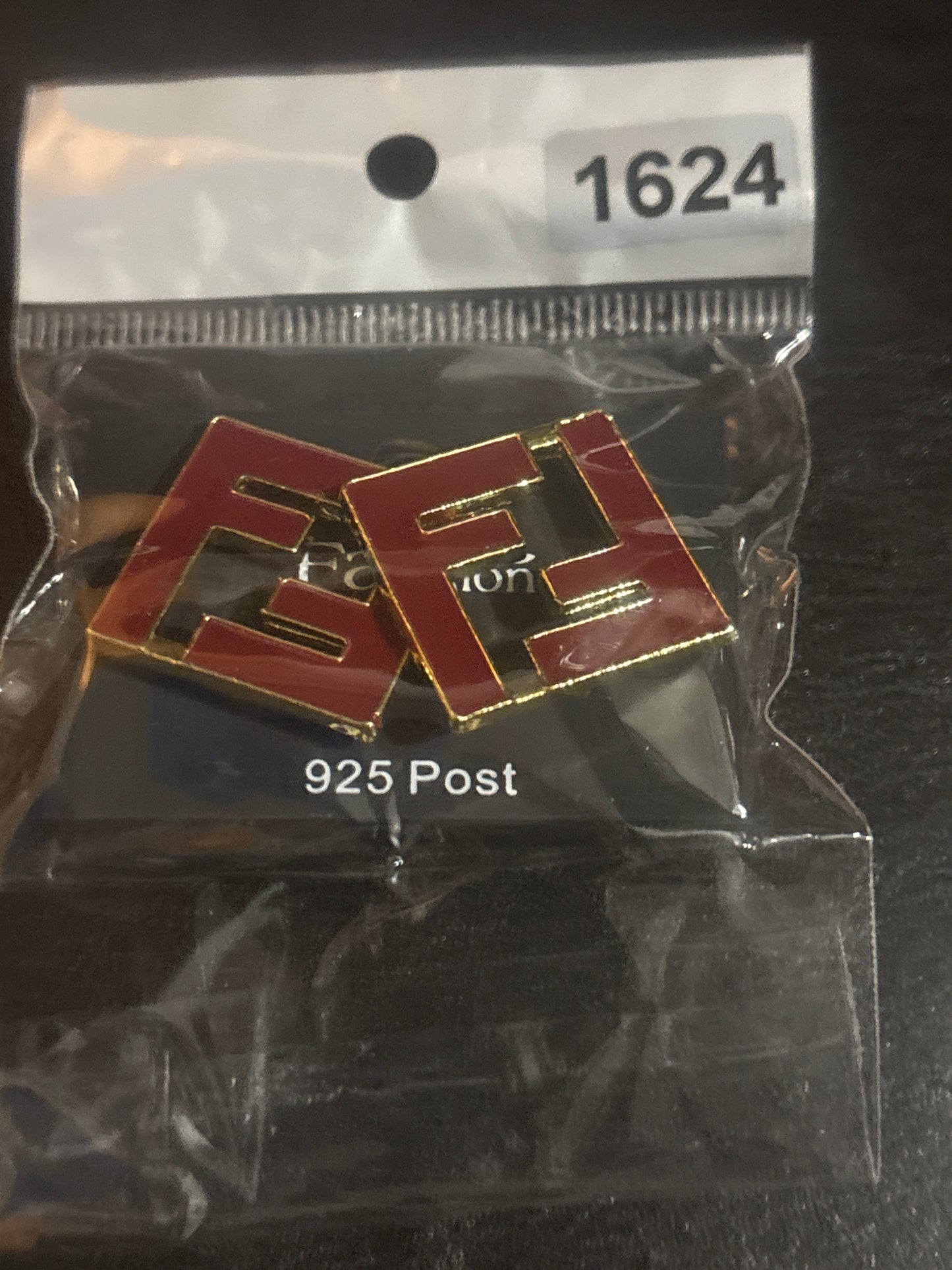 Luxury Inspired FF Logo Red Enamel Square Stud Earrings 🔴💰✨