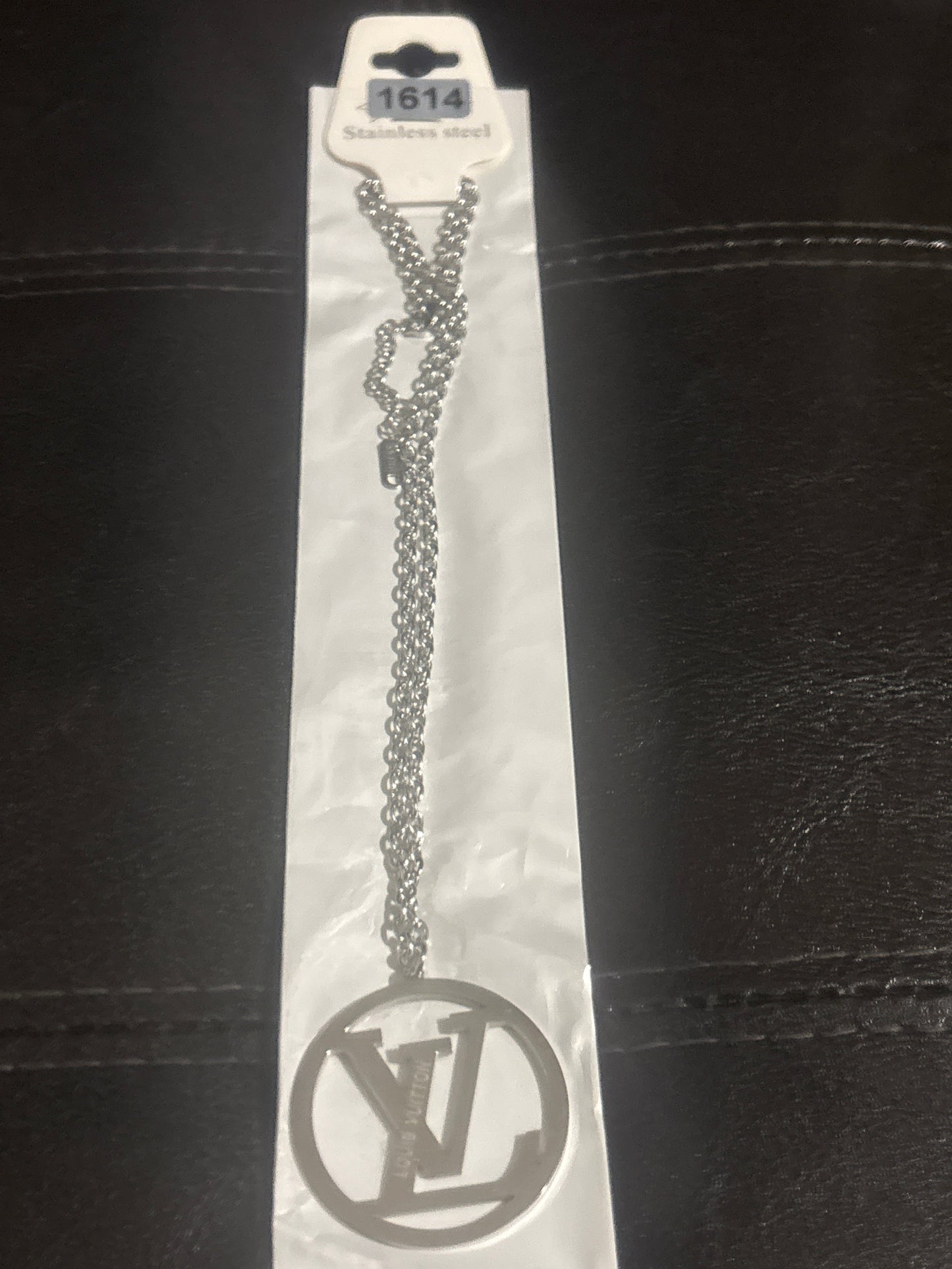 Louis Vuitton LV Logo Circle Pendant Necklace 🪨✨ Silver Stainless Steel | Large Bold LV Cut-Out Circle Pendant | Double Chain | Luxury Statement Jewelry 💎