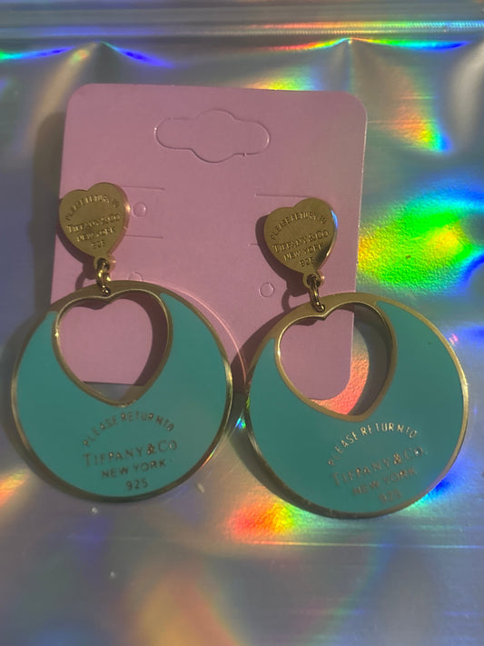 ✨ Türkis-goldene Herz-Creolen | Edelstahl | Designer-inspiriert | Artikel #0019🎀