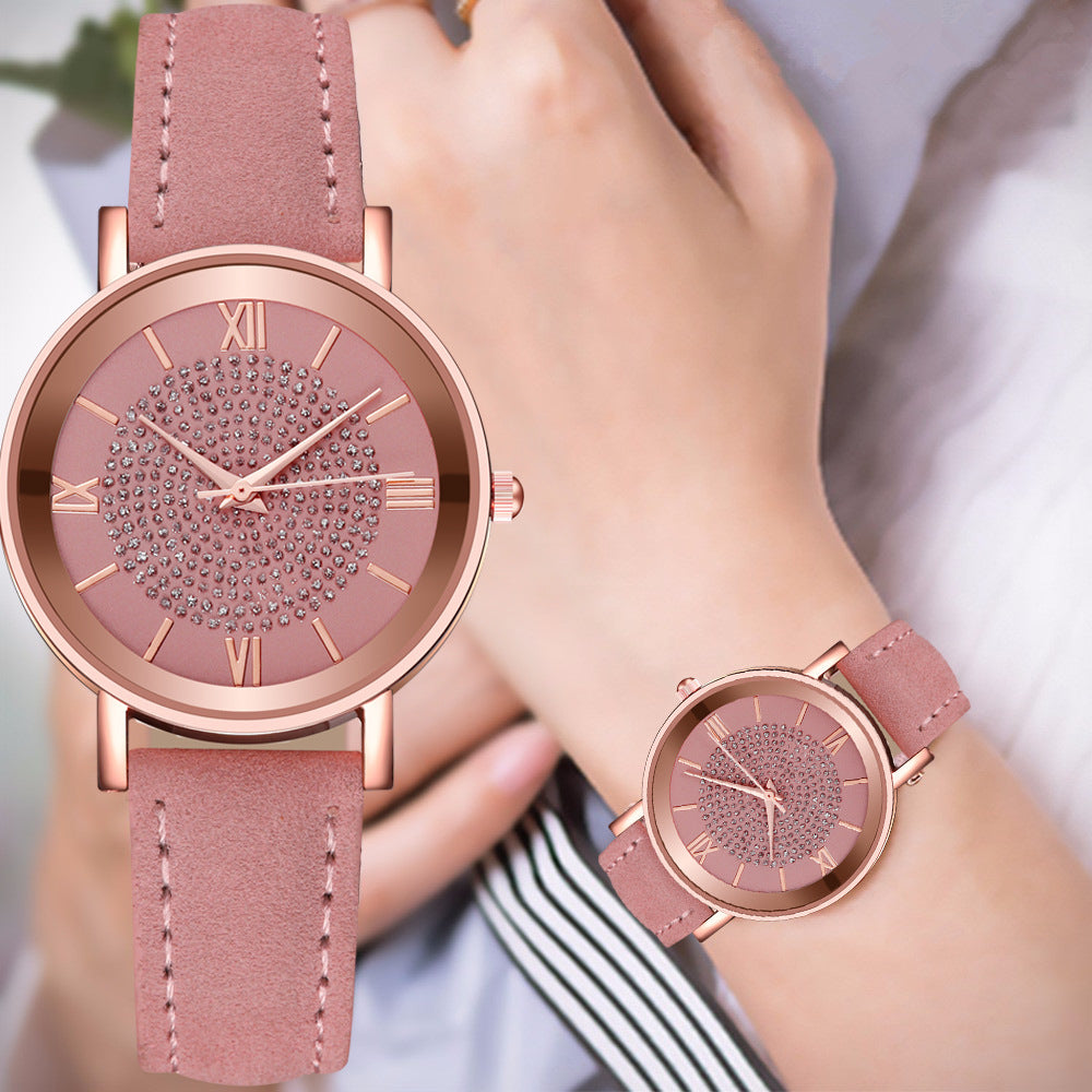 Women's Starry Sky Watch & Bracelet Set ⌚✨ Minimalist Quartz Leather Strap | 9 Colors 🤍💙🖤