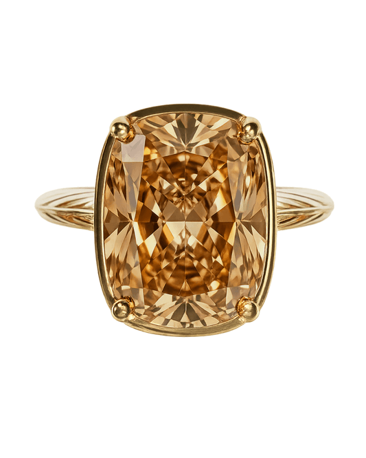✨Sterling Silver Elongated Cushion Champagne CZ Cocktail Ring