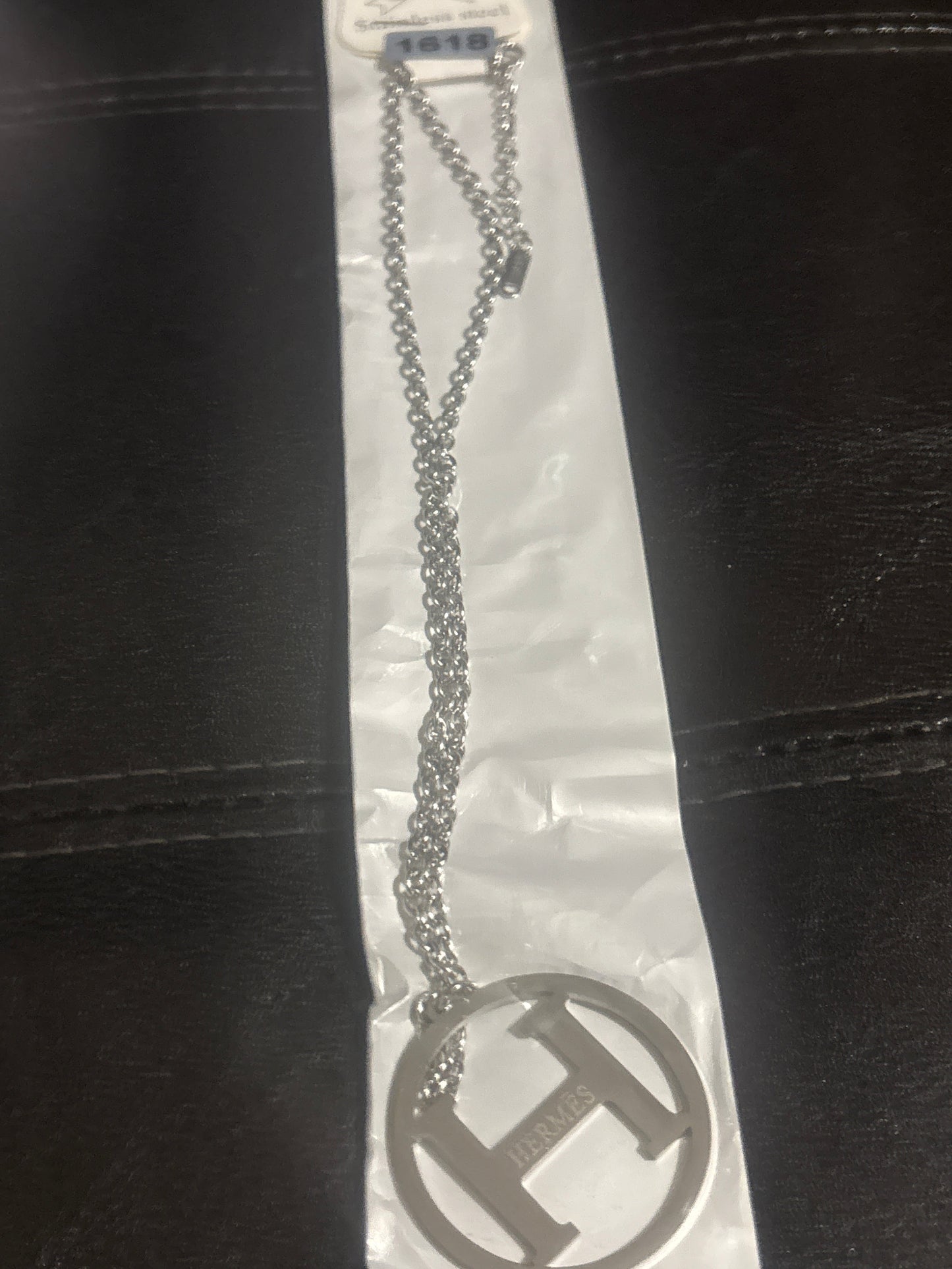 Hermès H Logo Circle Pendant Necklace 🪨✨ Silver Stainless Steel | Large Bold H Cut-Out Circle Pendant | Double Chain | Luxury Statement Jewelry 💎 Jo