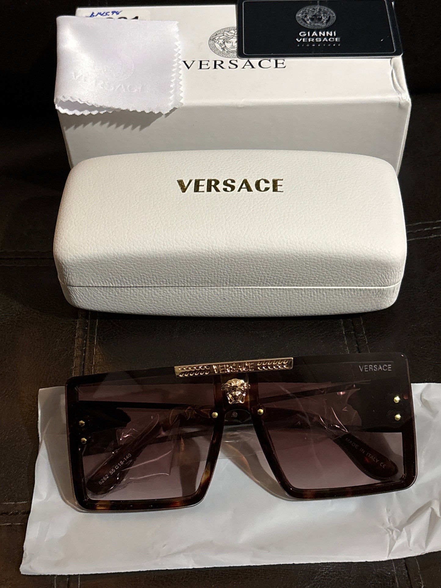 Luxury Inspired Versace Oversized Shield Sunglasses | Dark Tortoise & Gold Medusa 🤎🐆✨ #0331