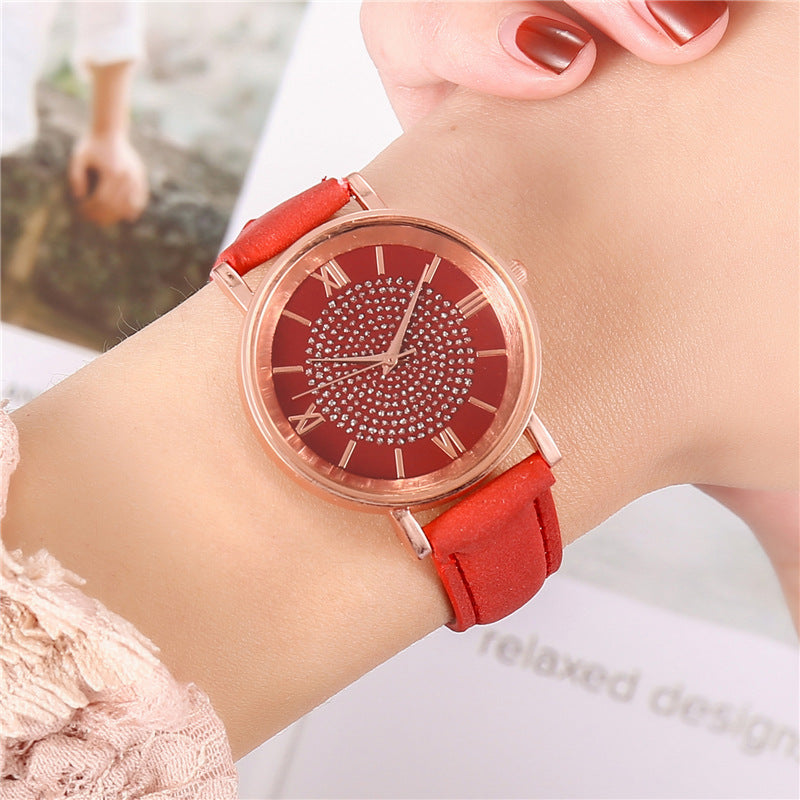 Women's Starry Sky Watch & Bracelet Set ⌚✨ Minimalist Quartz Leather Strap | 9 Colors 🤍💙🖤