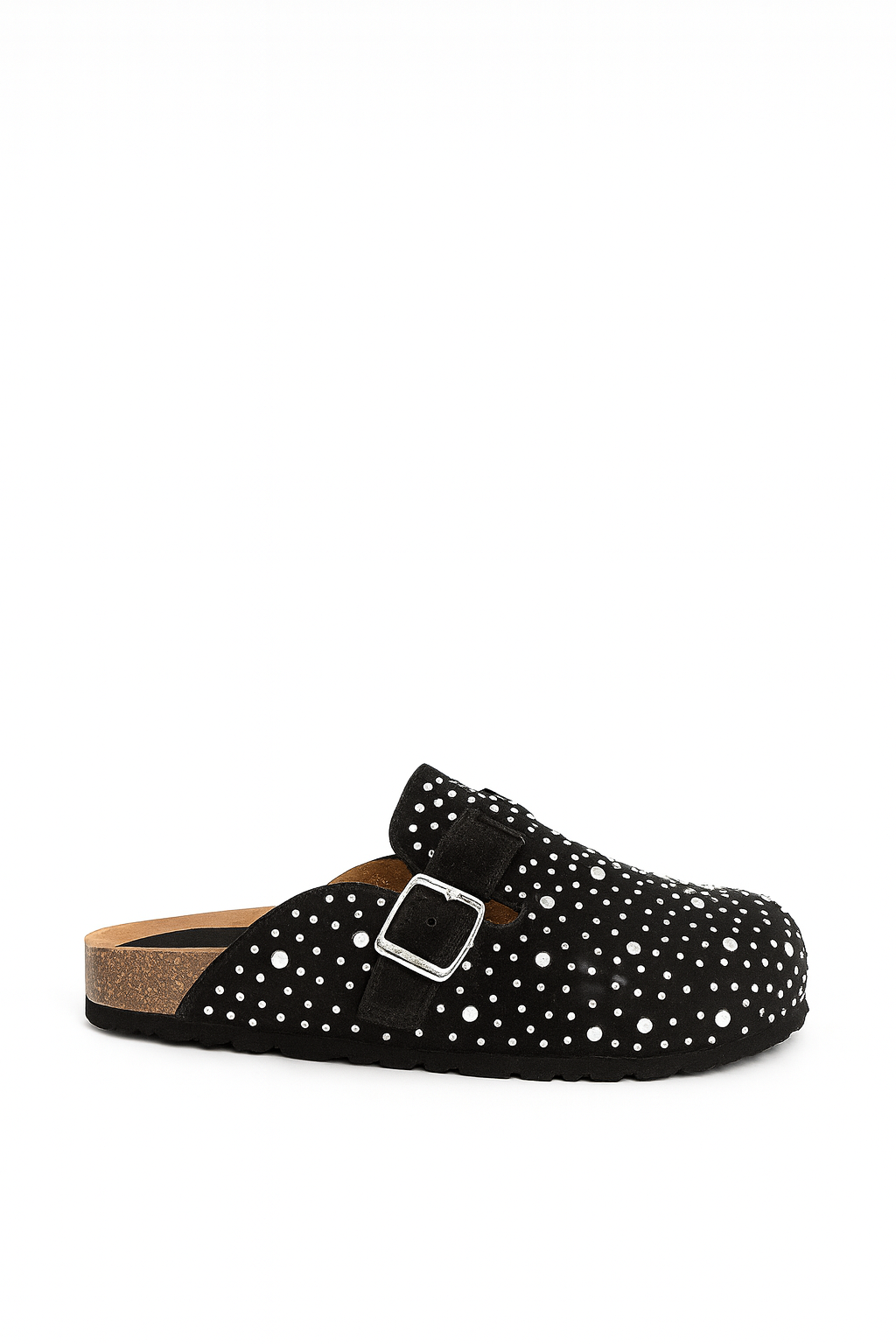 Izzy-Cesario Silver Detail Clog with Buckle ✨🖤👠 Black Platform Buckle Clog | Azalea Wang 💎👑