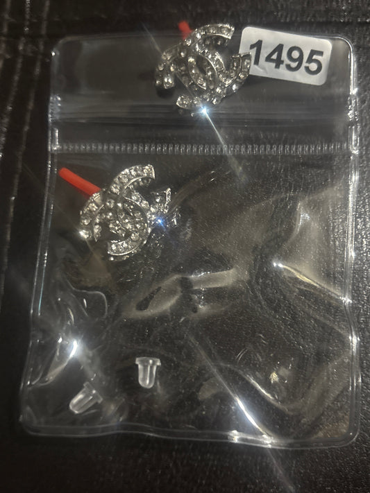 ✨ CC Logo Rhinestone & Pearl Stud Earrings — Silver, Gold & Pearl — Items #1495 #1310 #1424