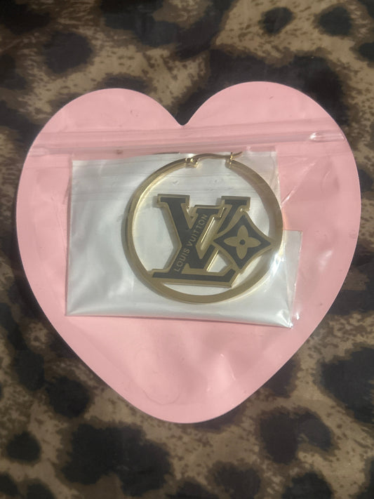 ✨Gold & Schwarz LV Logo Creolen | Designer-inspirierte Statement-Ohrringe | Artikel #0010🎀