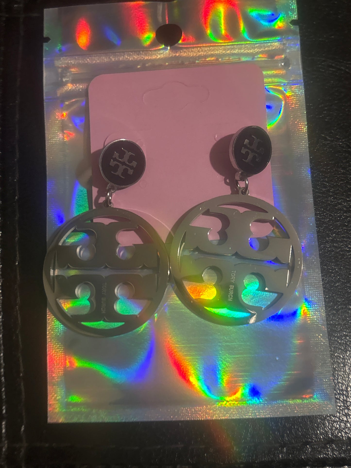 Tory Burch Miller Logo Drop Earrings 🪨✨ Silver Stainless Steel | Large Cut-Out Circle Pendant | Luxury Statement Jewelry 💎