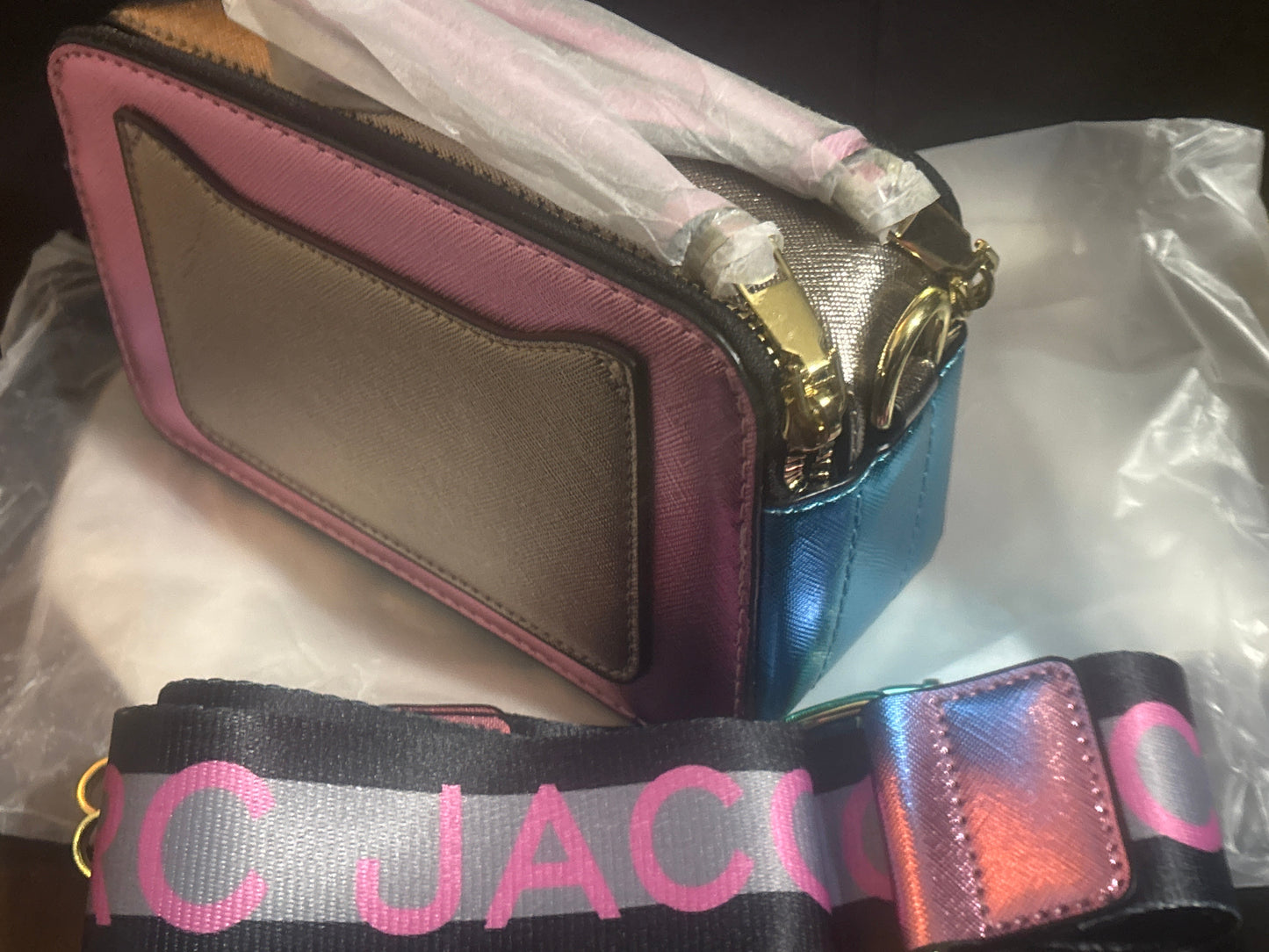 Marc Jacobs Snapshot Camera Bag 💗✨ Metallic Pink, Silver & Teal Colorblock | Gold Hardware 💎👜