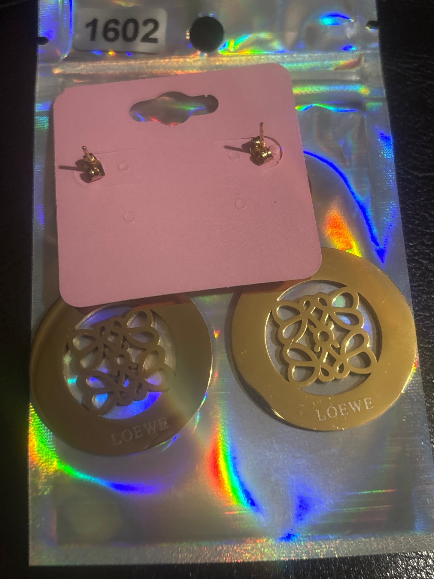 Loewe Anagram Logo Drop Earrings 💫✨ Gold Stainless Steel | Checkered Circle Pendant | Luxury Statement Jewelry 💎