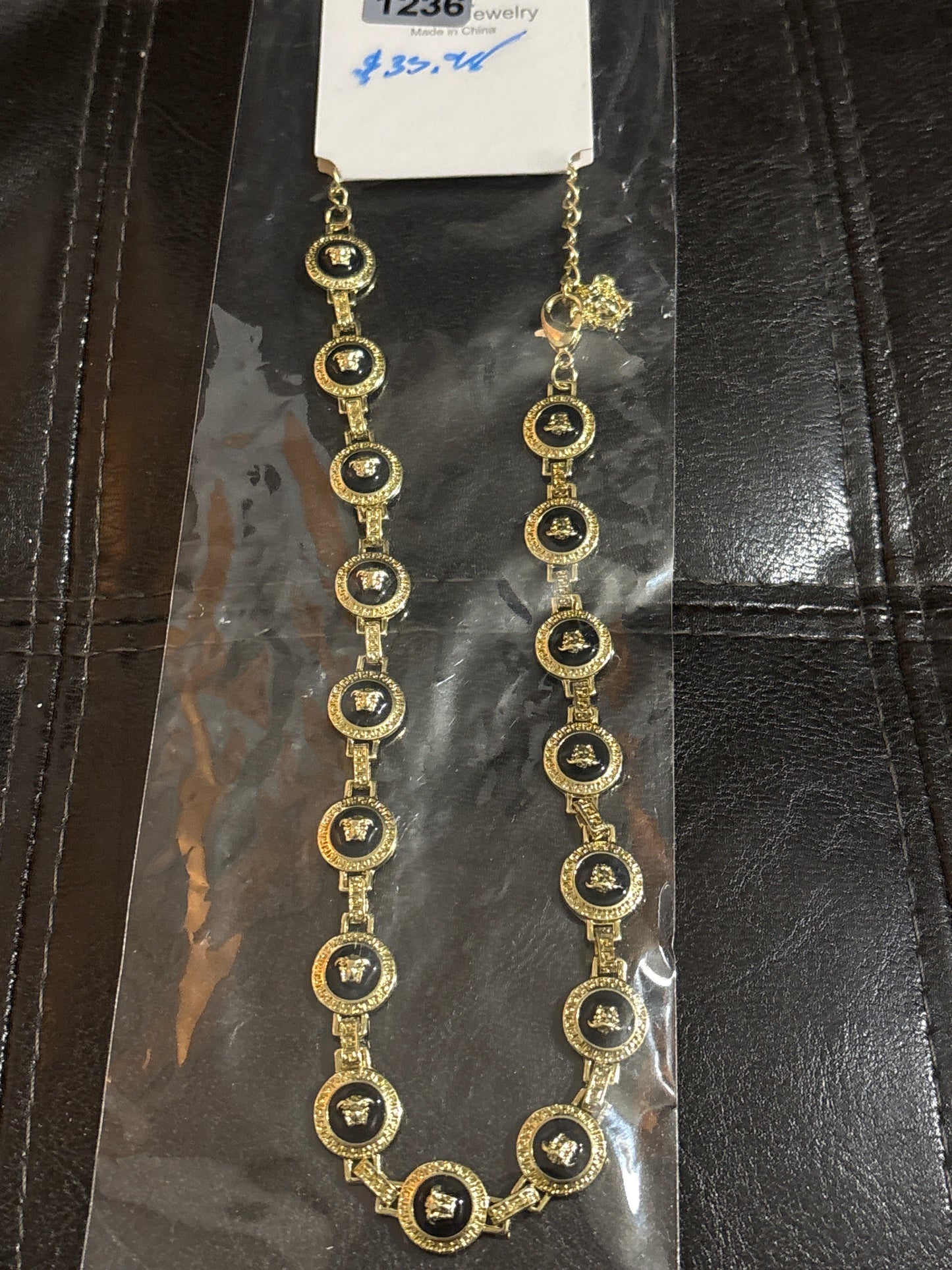 🏛️ Luxury Gold-Tone Medusa Coin Station Link Necklace — Style #1236 🖤💫