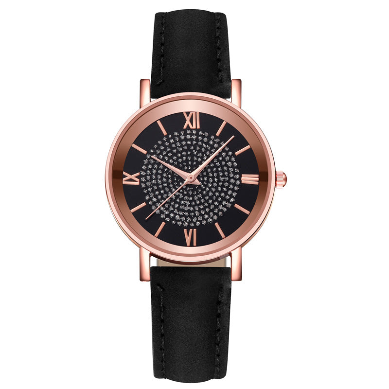 Women's Starry Sky Watch & Bracelet Set ⌚✨ Minimalist Quartz Leather Strap | 9 Colors 🤍💙🖤