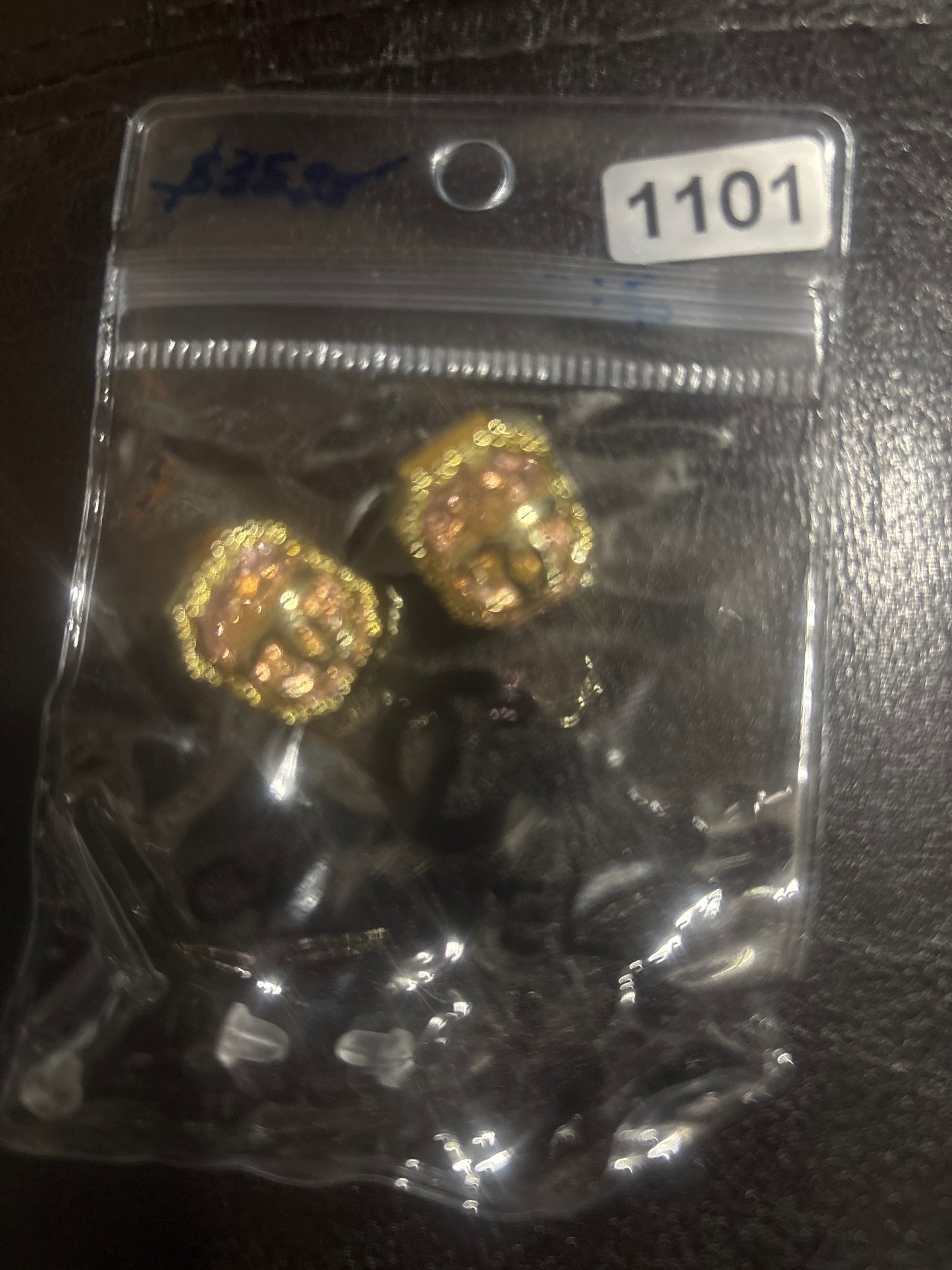 ✨ Pink Crystal Ball Stud Earrings in Gold — Item #1101