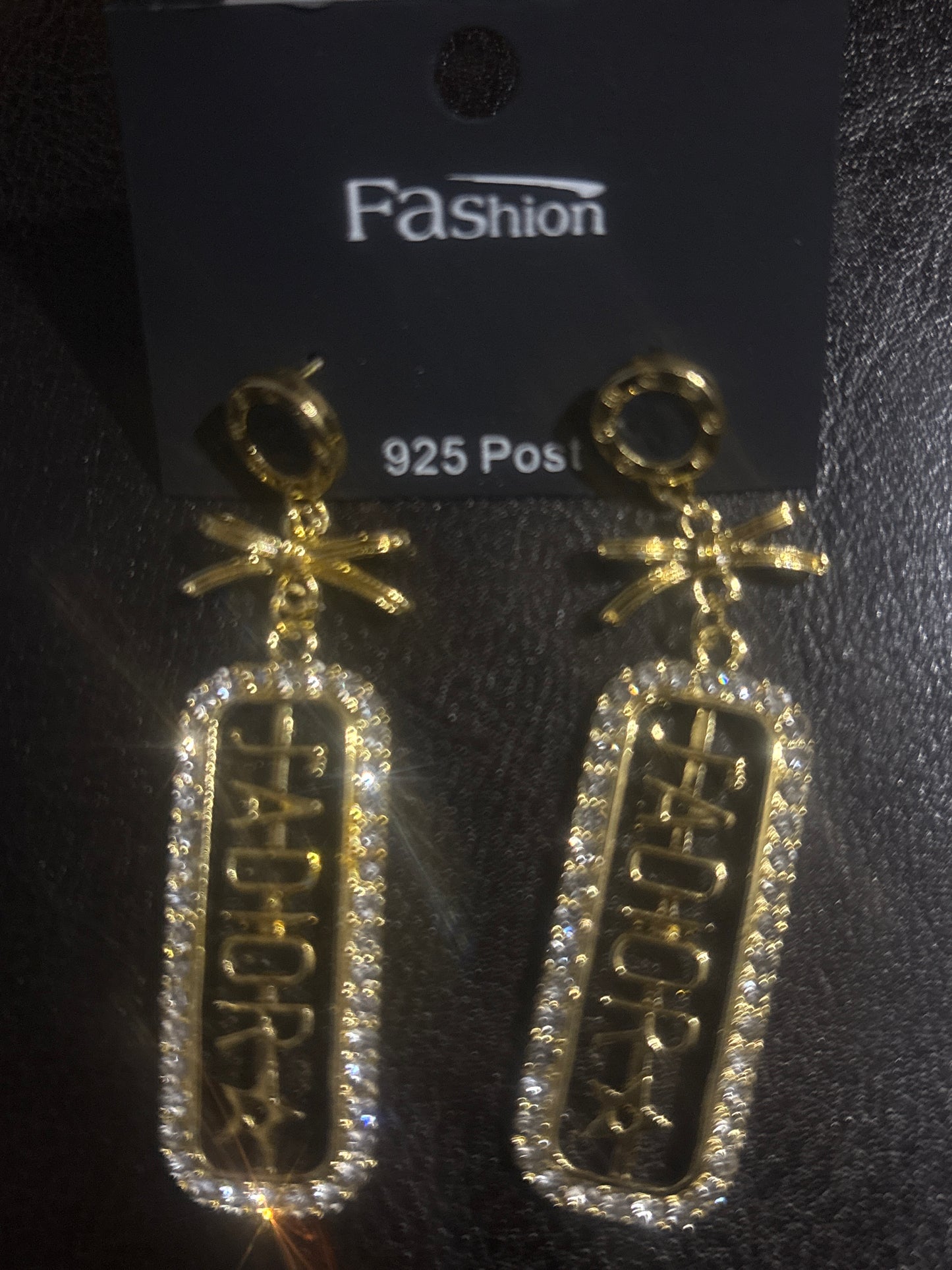 ✨ J’Adore Crystal Rectangle Bow Drop Earrings — Gold & Silver — Items #1343 & #1304