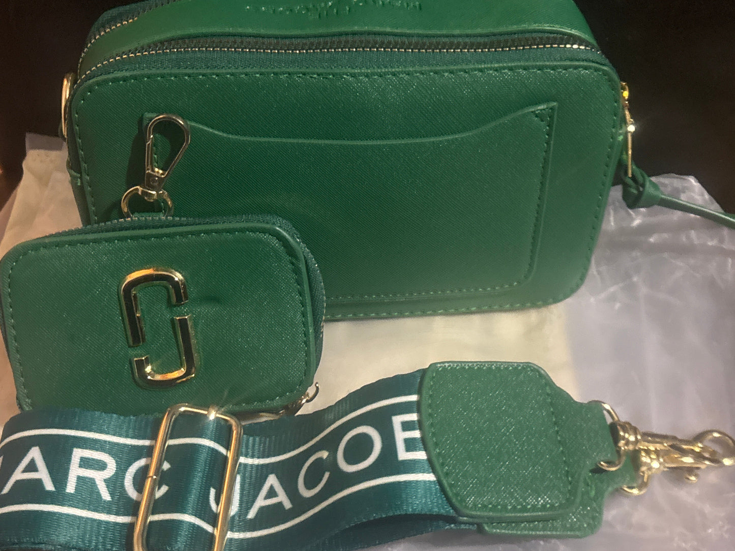 Marc Jacobs Snapshot Camera Bag 💚✨ Forest Green | Mini Wallet Set | MARC JACOBS Logo Strap 💎👜