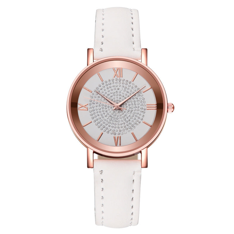 Women's Starry Sky Watch & Bracelet Set ⌚✨ Minimalist Quartz Leather Strap | 9 Colors 🤍💙🖤