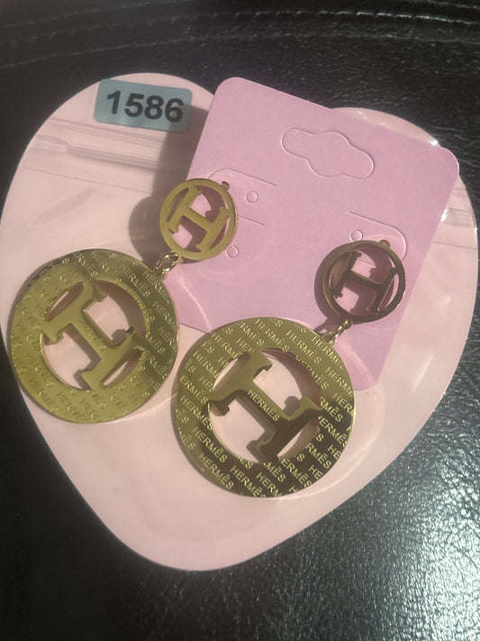 Hermès H Logo Ohrhänger 🪨✨ Silber Edelstahl | Umlaufender Logo Kreis Anhänger | Luxus Statement Schmuck 💎