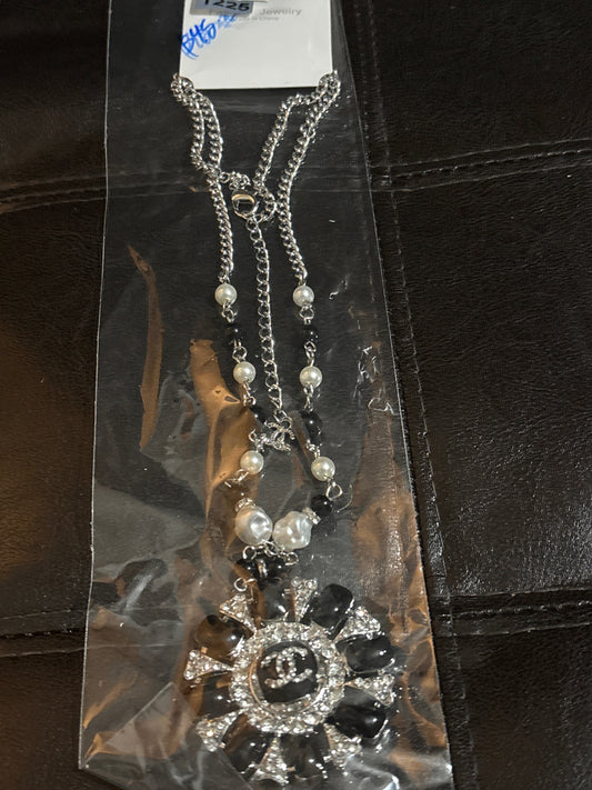 💎 Luxury CC Logo Crystal Sunburst Pearl Multi-Strand Statement Necklace — Style #1225 ✨🫖