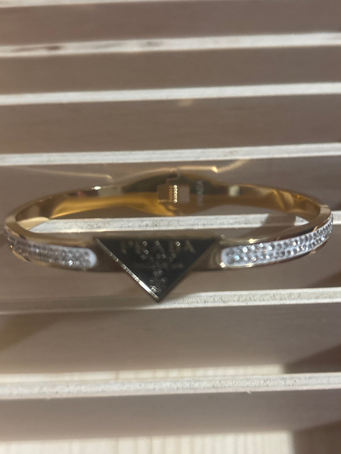 Luxury Inspired Prada Triangle Crystal Bangle Bracelet 🔺💎✨