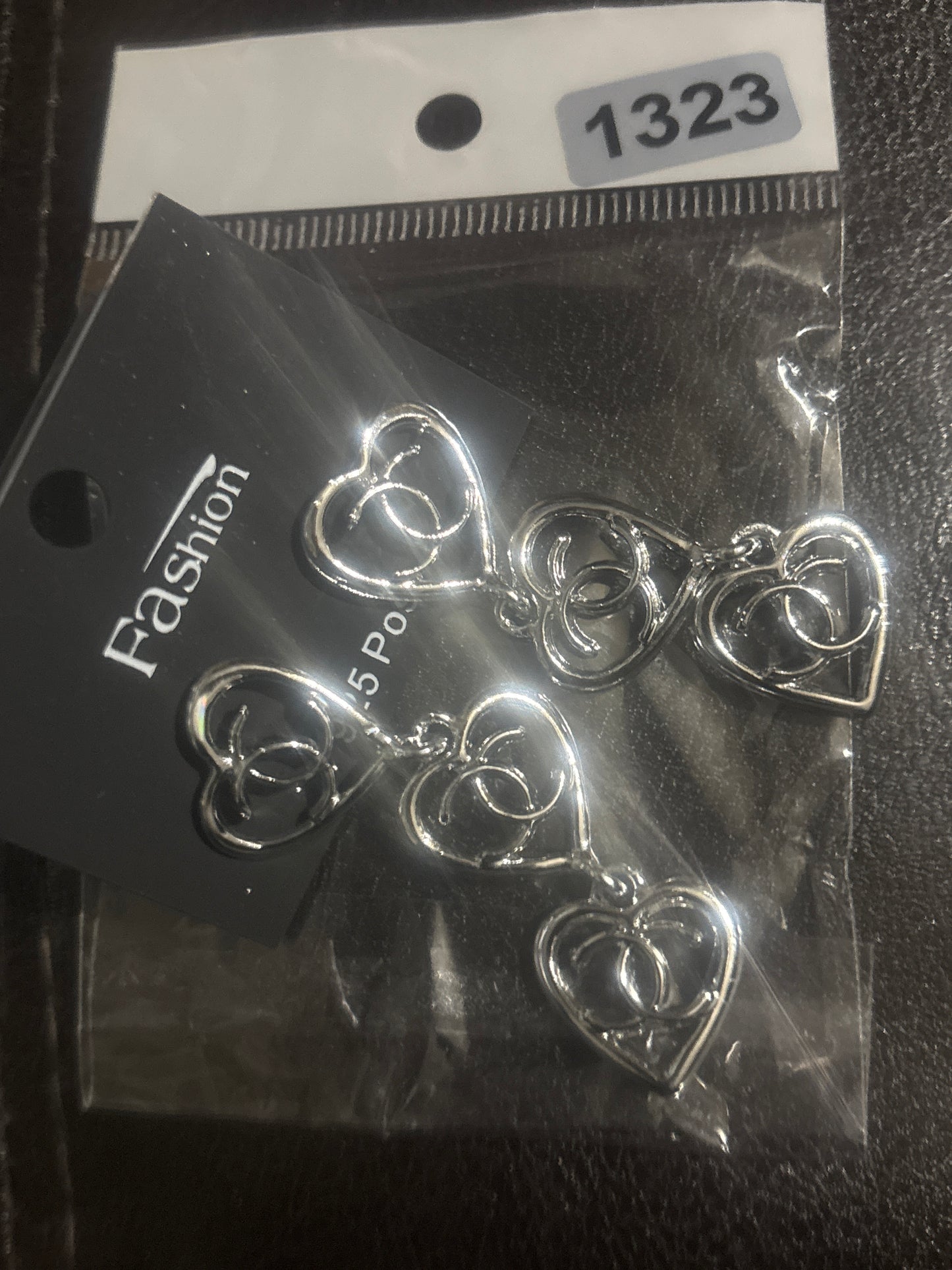 ✨ Triple Heart CC Logo Long Drop Earrings in Silver — Item #1323 in Gold — Item # 1308