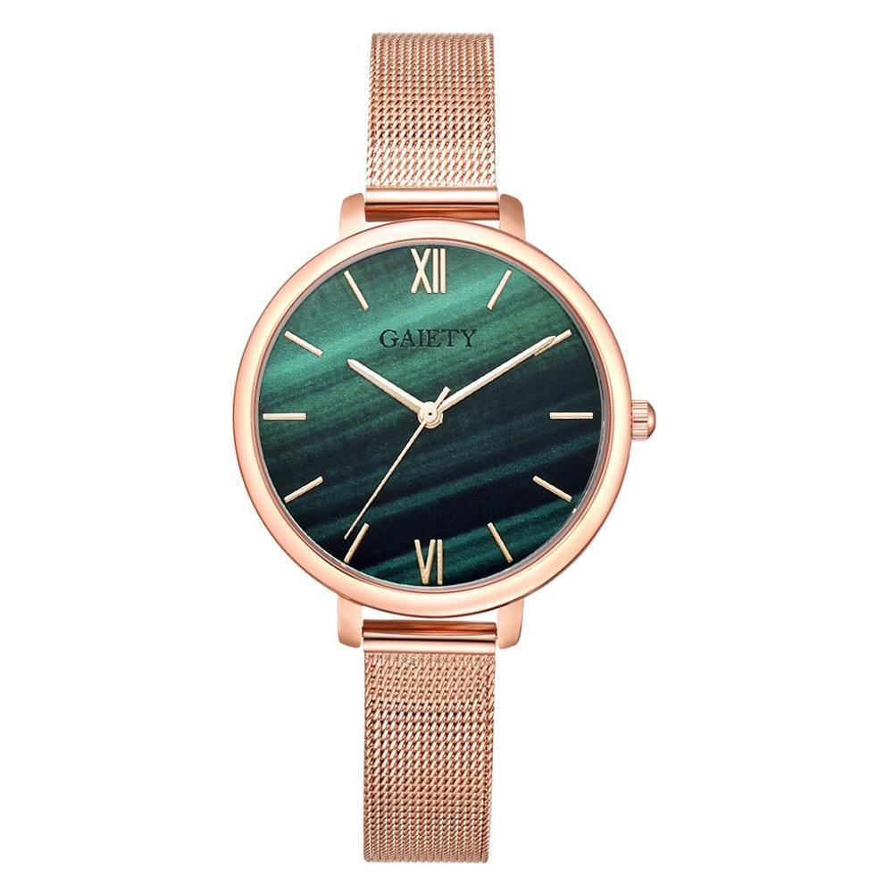 Rose Gold Mesh Watch & Bracelet Set ⌚✨ Women's Luxury Quartz | White, Blue, Green & Brown 🌹💛