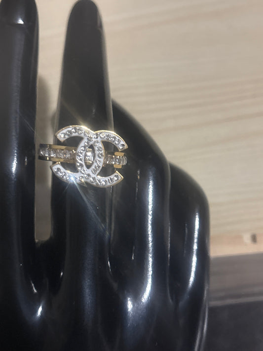 Luxury Inspired CC Logo Full Crystal Pavé Eternity Band Ring 💍💎✨ Size 9~N~Size 8