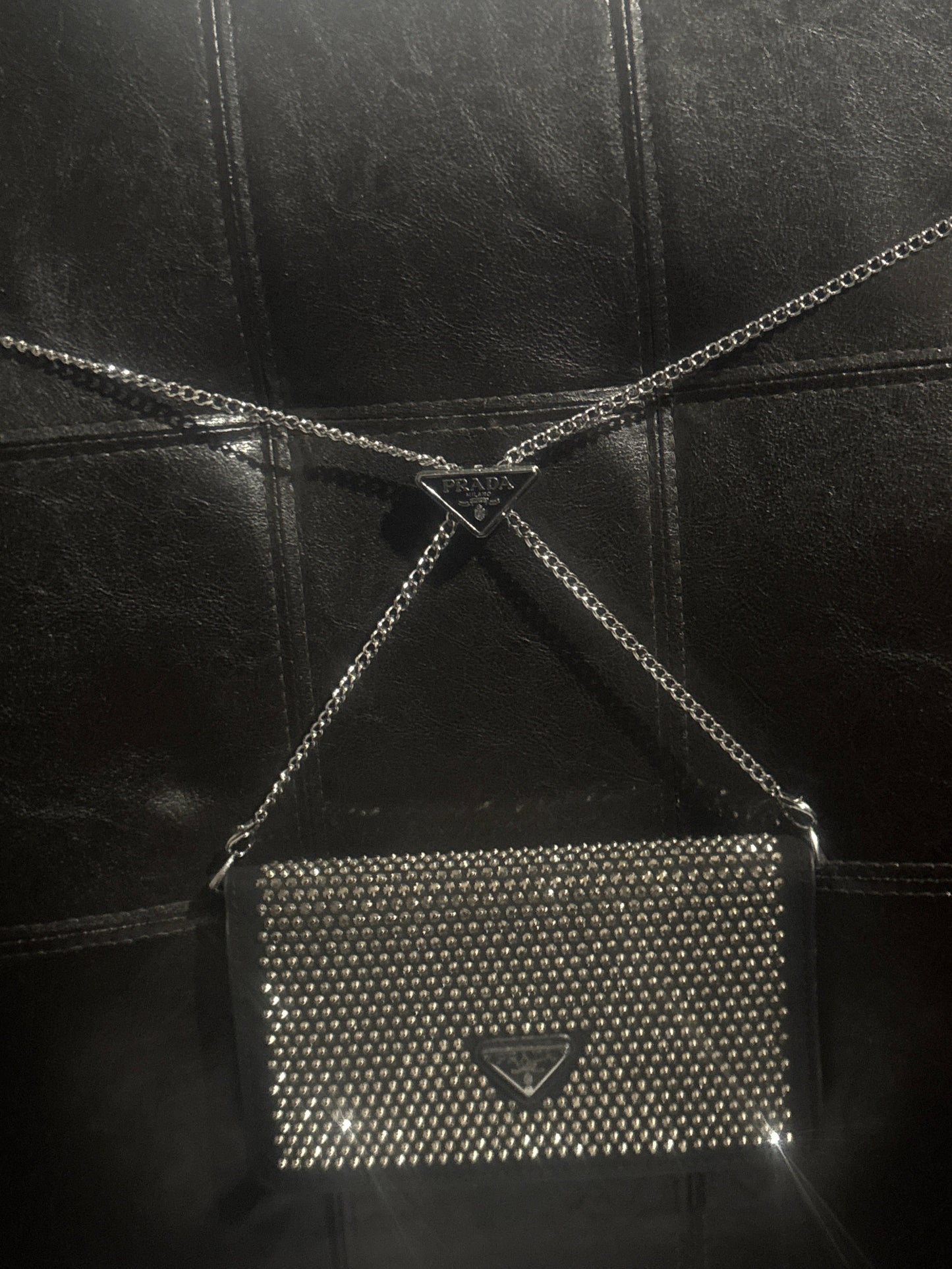 Luxury Inspired Prada Crystal Mini Bag 💎⛓️✨