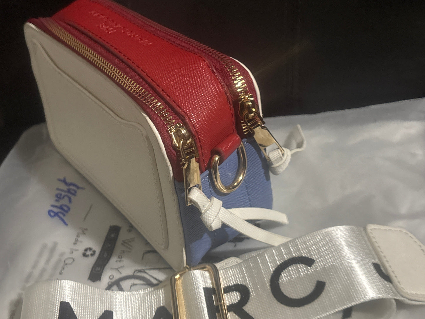 Marc Jacobs Snapshot Camera Bag 🤍❤️🔵✨ White, Red & Blue Colorblock | White Logo Strap | Gold Hardware 💎👜