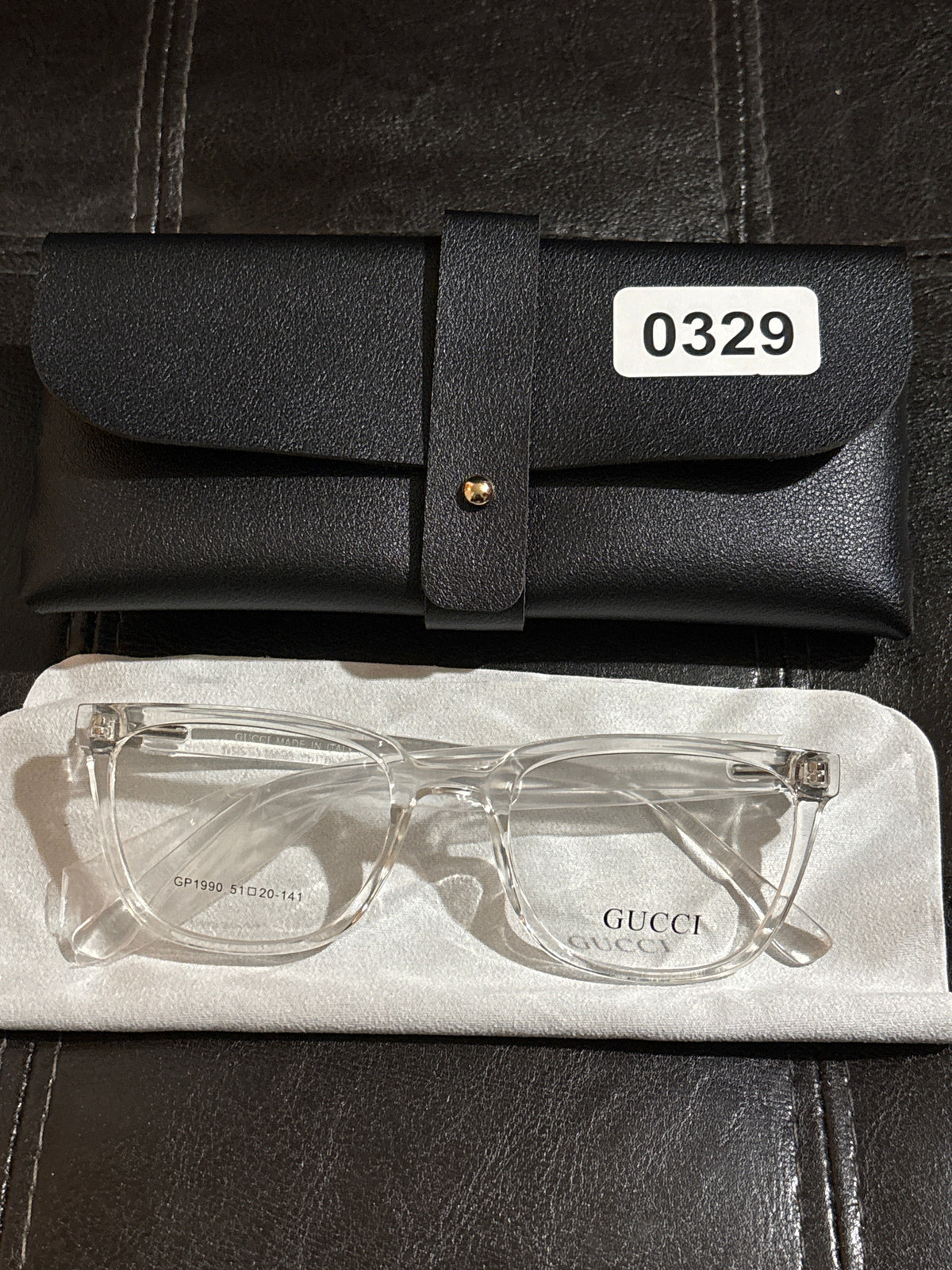 Crystal Clear Square Acetate Optical Frames | Silver GG Logo Hinge & Metal Temple Accents | Includes Case ✨🕶️ #0329