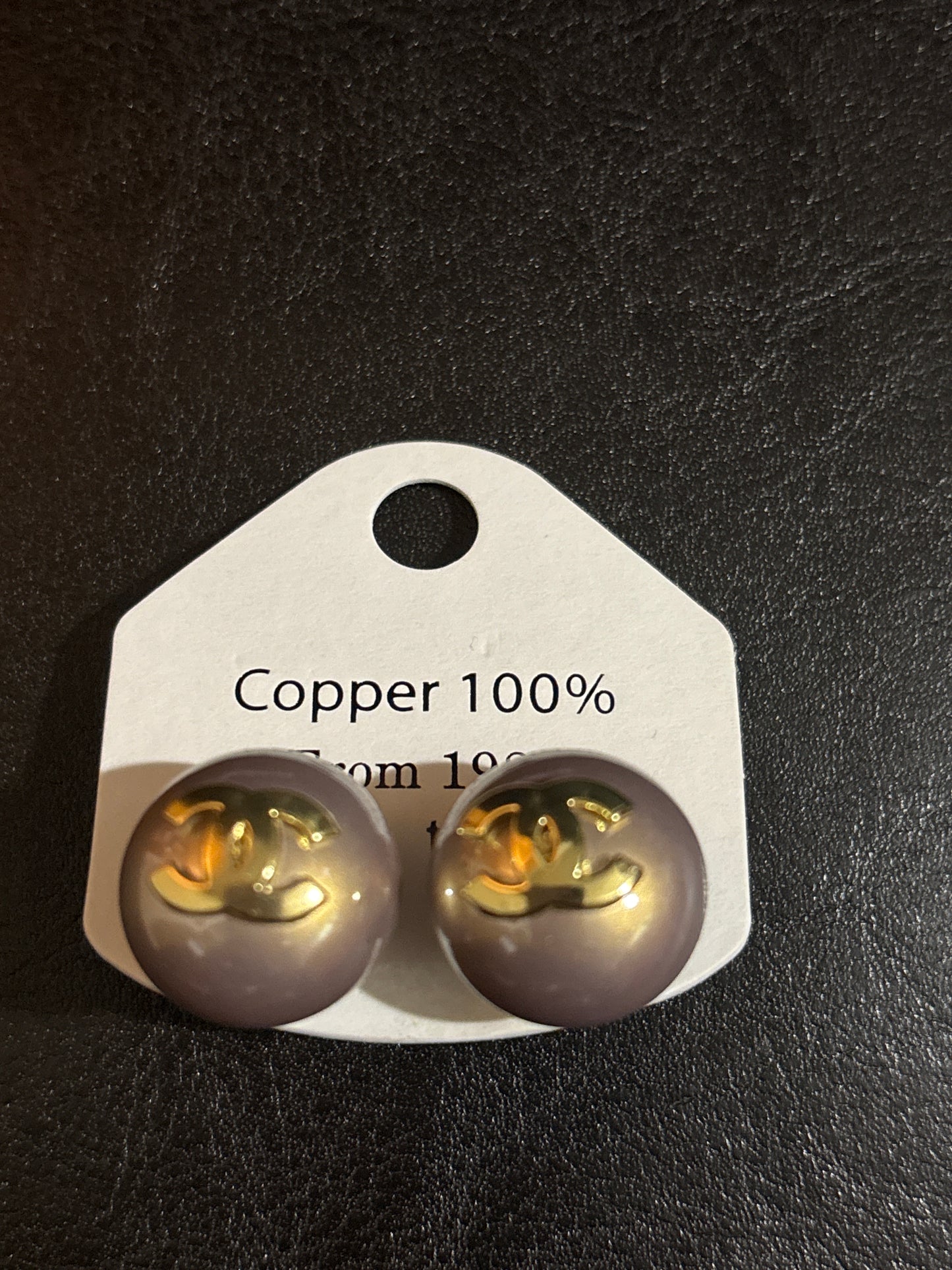 Luxury Oversized Taupe Pearl Ball Stud Earrings with Gold-Tone Double Initial Logo Back 🫖💰✨