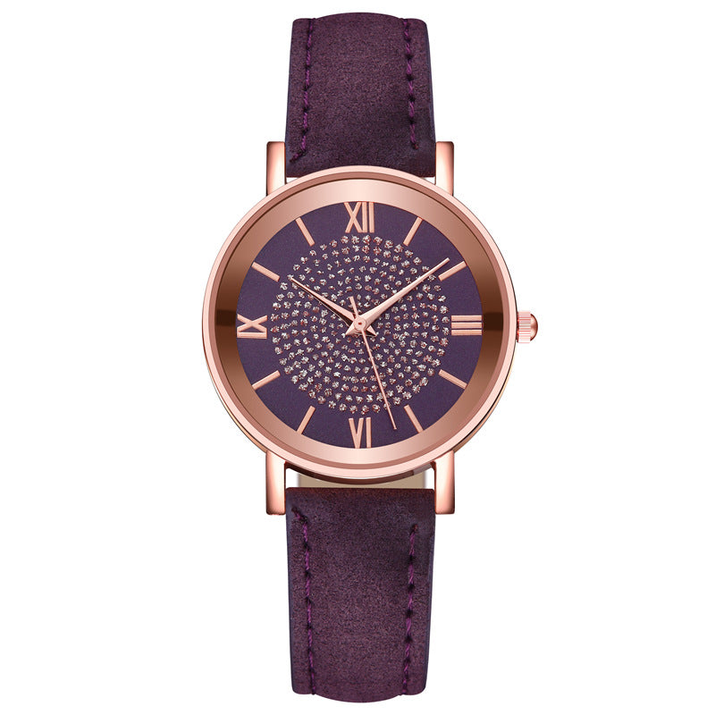 Women's Starry Sky Watch & Bracelet Set ⌚✨ Minimalist Quartz Leather Strap | 9 Colors 🤍💙🖤