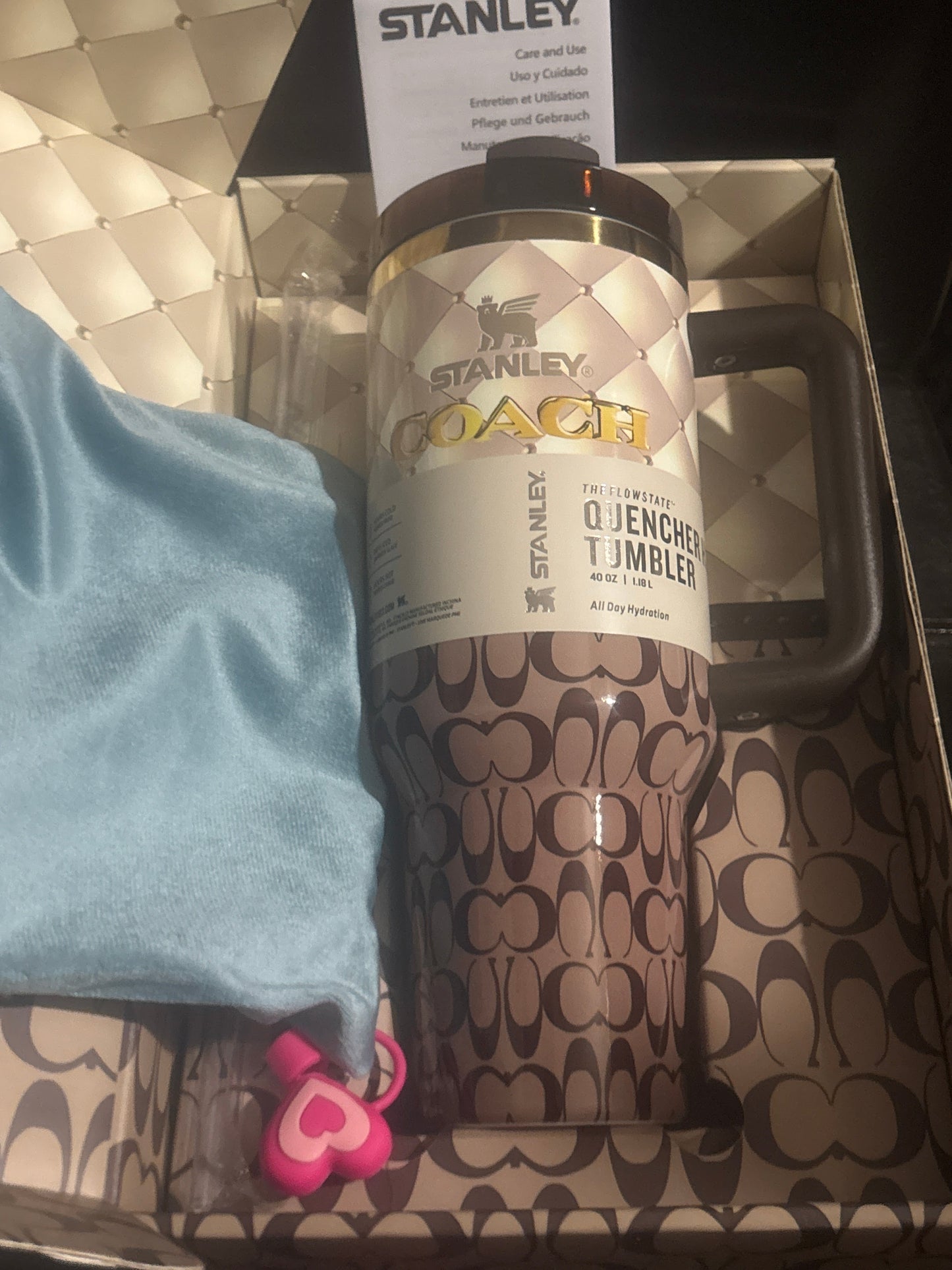 Stanley x Coach New York Quencher H2.0 Tumbler 40oz ✨☕🪤 Limited Edition Signature Monogram | 4 Colors 🤎💜🪩💙