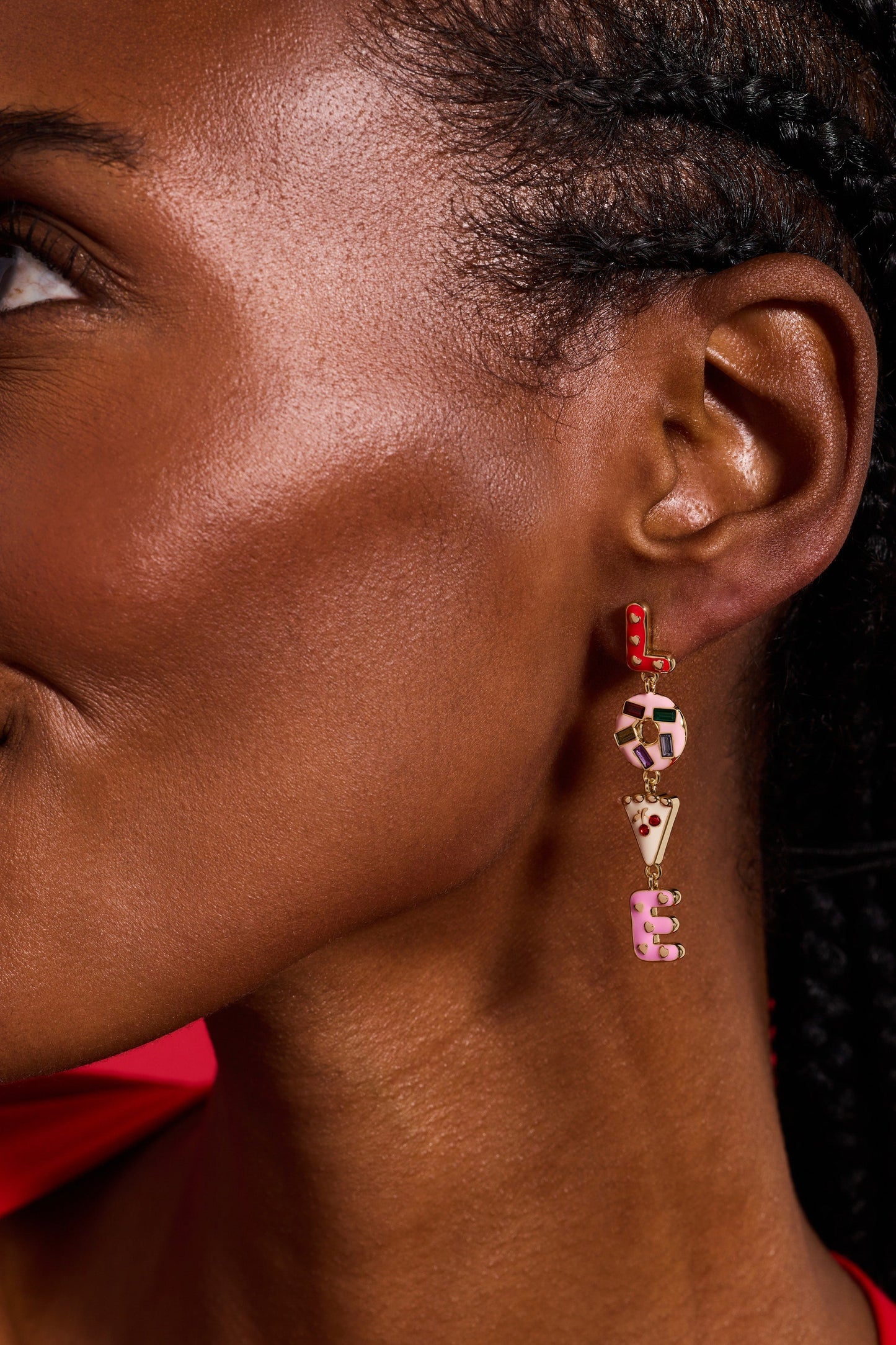 Sweet Shop 'Love' Linear Drop Statement Earrings ✨❤️🍰 Gold Crystal Cookie Charm Dangle Earrings | Alex and Ani 💎👑