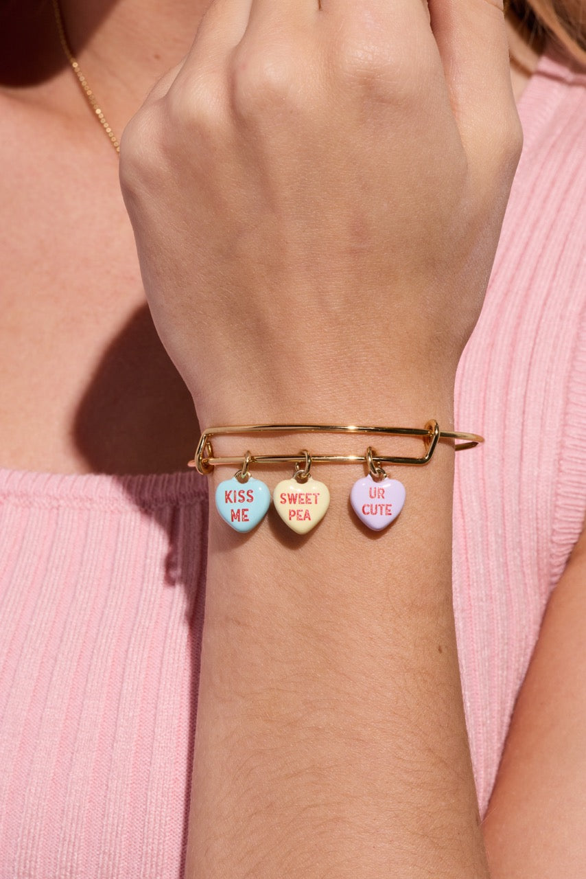 Sweethearts® Multi-Heart Charm Bangle ✨💛 Luxury Gold Elegant Charm Bracelet | Diamond Princess Boutique 💎👑