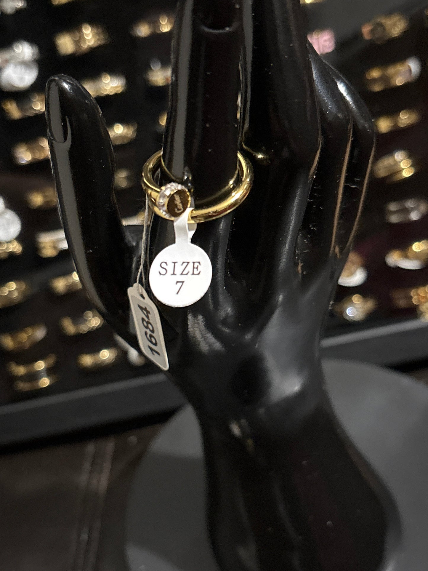 Gold Double Band Pavé Crystal J Monogram Coin Ring | Sizes 7, 8 & 9 ✨💍 #1684