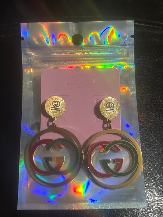 Gucci GG Interlocking Logo Tropfenohrringe 💫✨ Gold Edelstahl | GG Monogramm Stecker | Großer Kreisanhänger | Luxuriöser Statement-Schmuck 💎