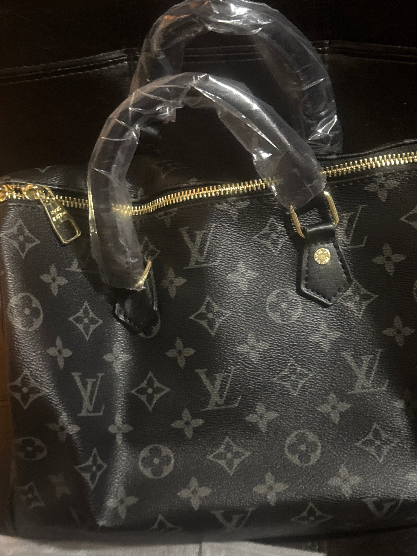 Luxury Inspired LV Monogram Black Speedy Satchel Handbag with Crossbody Strap 👜🖤✨