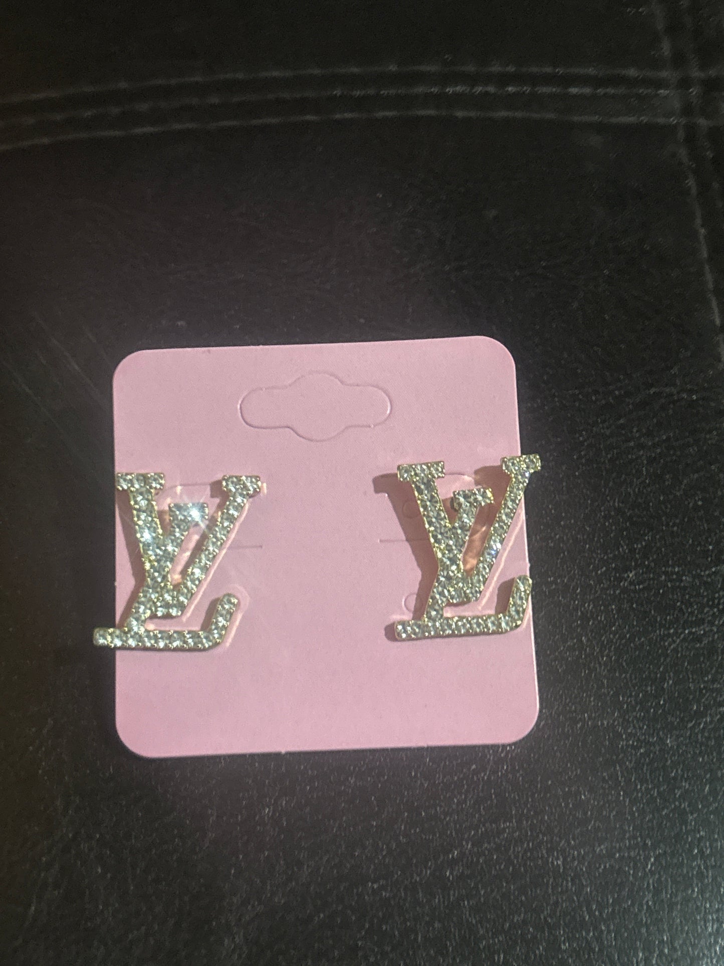 Luxury Inspired LV Crystal Pavé Logo Stud Earrings 💎✨🤎