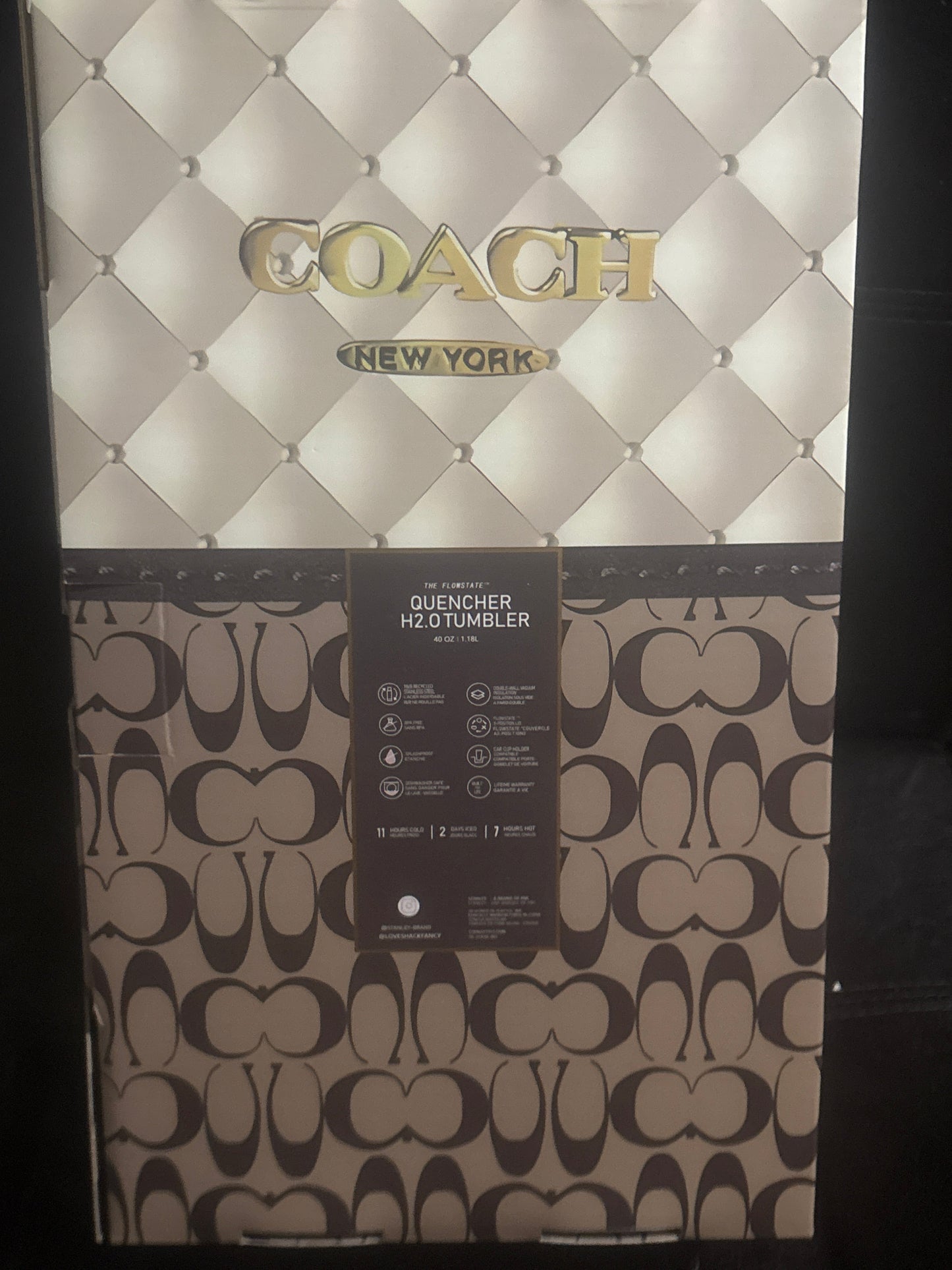 Stanley x Coach New York Quencher H2.0 Tumbler 40oz ✨☕🪤 Limited Edition Signature Monogram | 4 Colors 🤎💜🪩💙