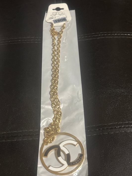 Chanel CC Logo Goldkette 🤍💫✨ Edelstahl | Großer CC Cut-Out Kreisanhänger | Doppelkette | Luxuriöser Statement-Schmuck 💎