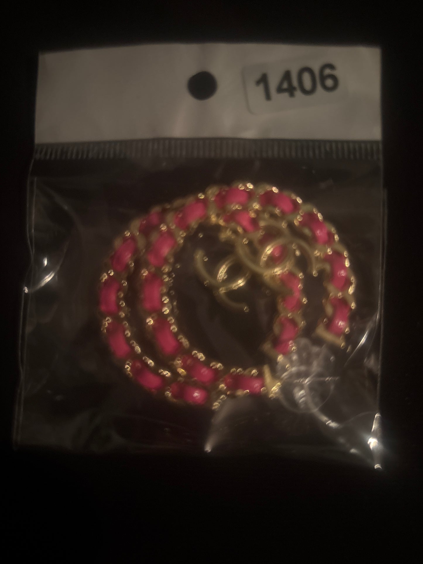 ✨The Luxe 💗 Dark Pink Enamel Chain Logo Hoop Earrings