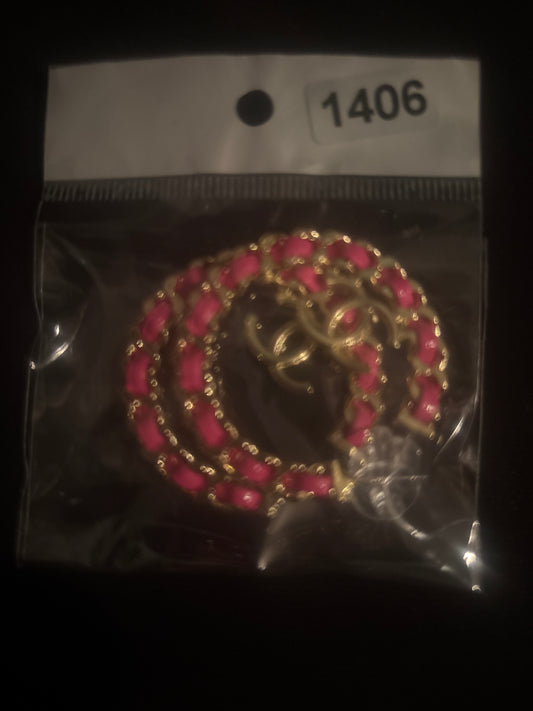 ✨The Luxe 💗 Dark Pink Enamel Chain Logo Hoop Earrings