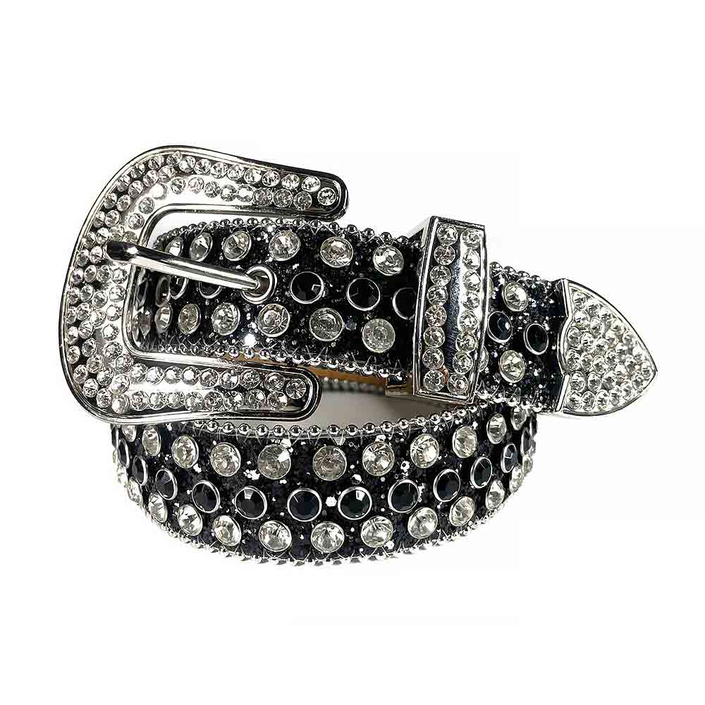 ✨Black Strap With Black & Diamond White Studded Rhinestone BB Belt🤍