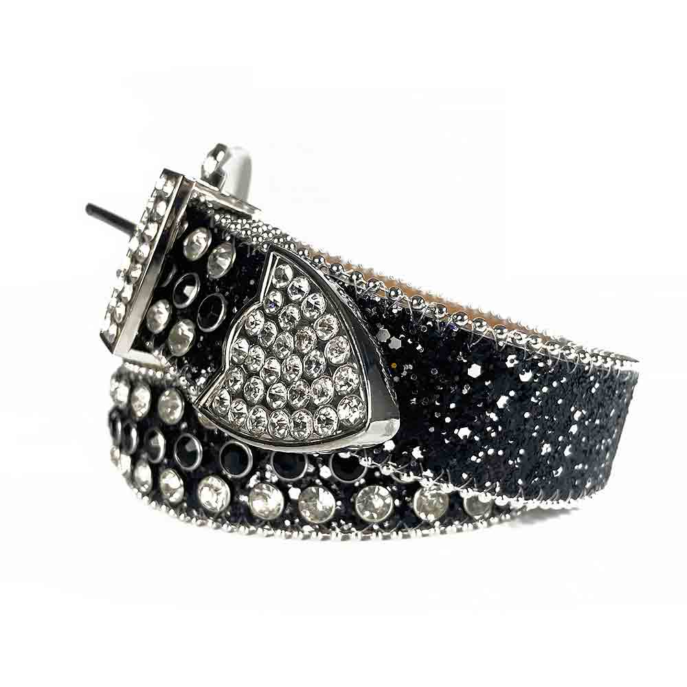 ✨Black Strap With Black & Diamond White Studded Rhinestone BB Belt🤍