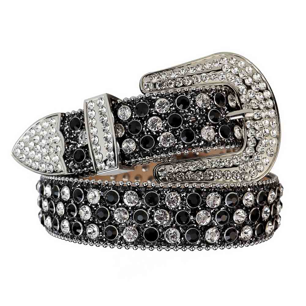 ✨Black Strap With Black & White Studded Rhinestone Belt🖤
