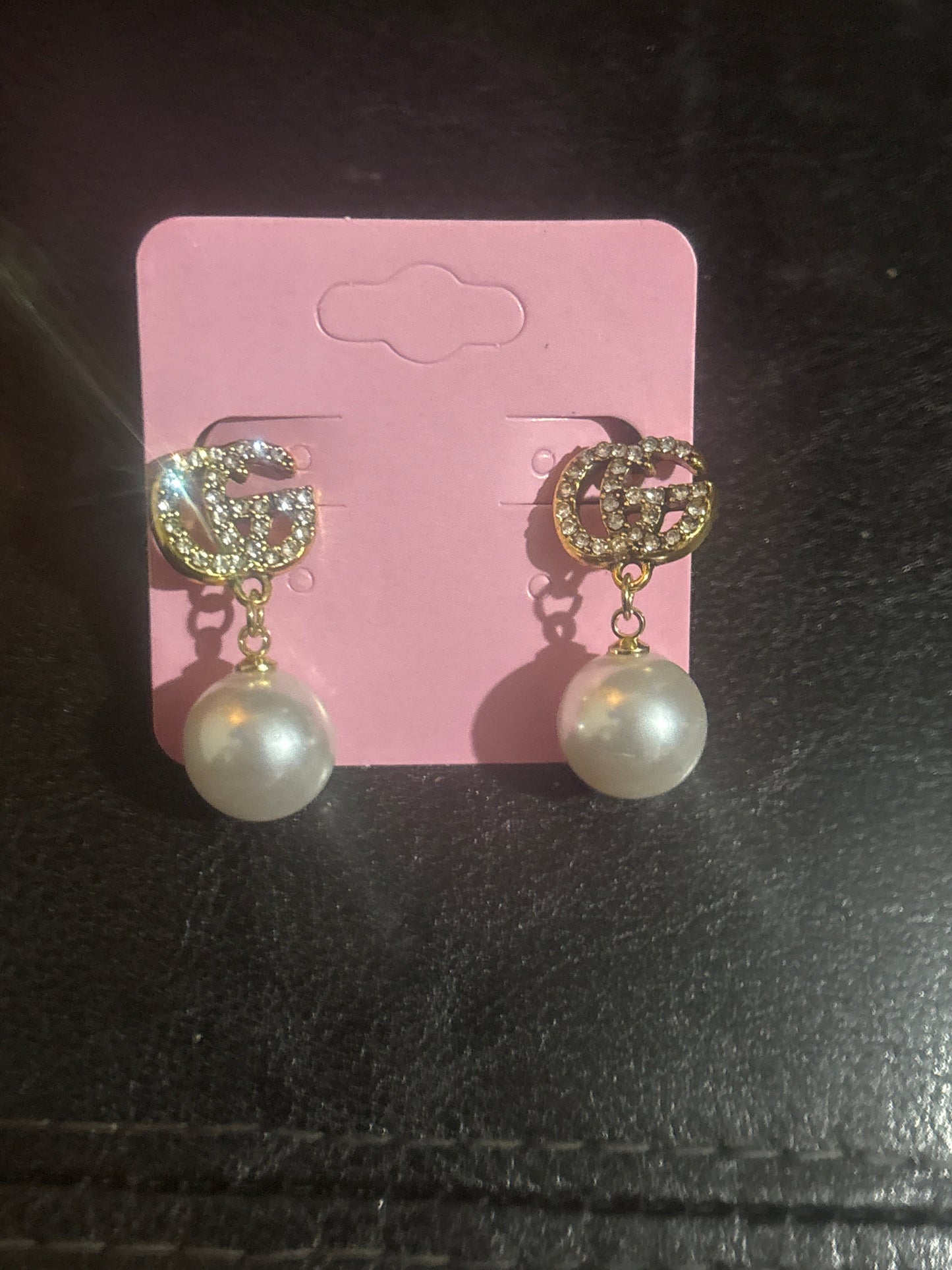 Luxury Inspired GG Crystal Pearl Drop Earrings 🫖✨💥