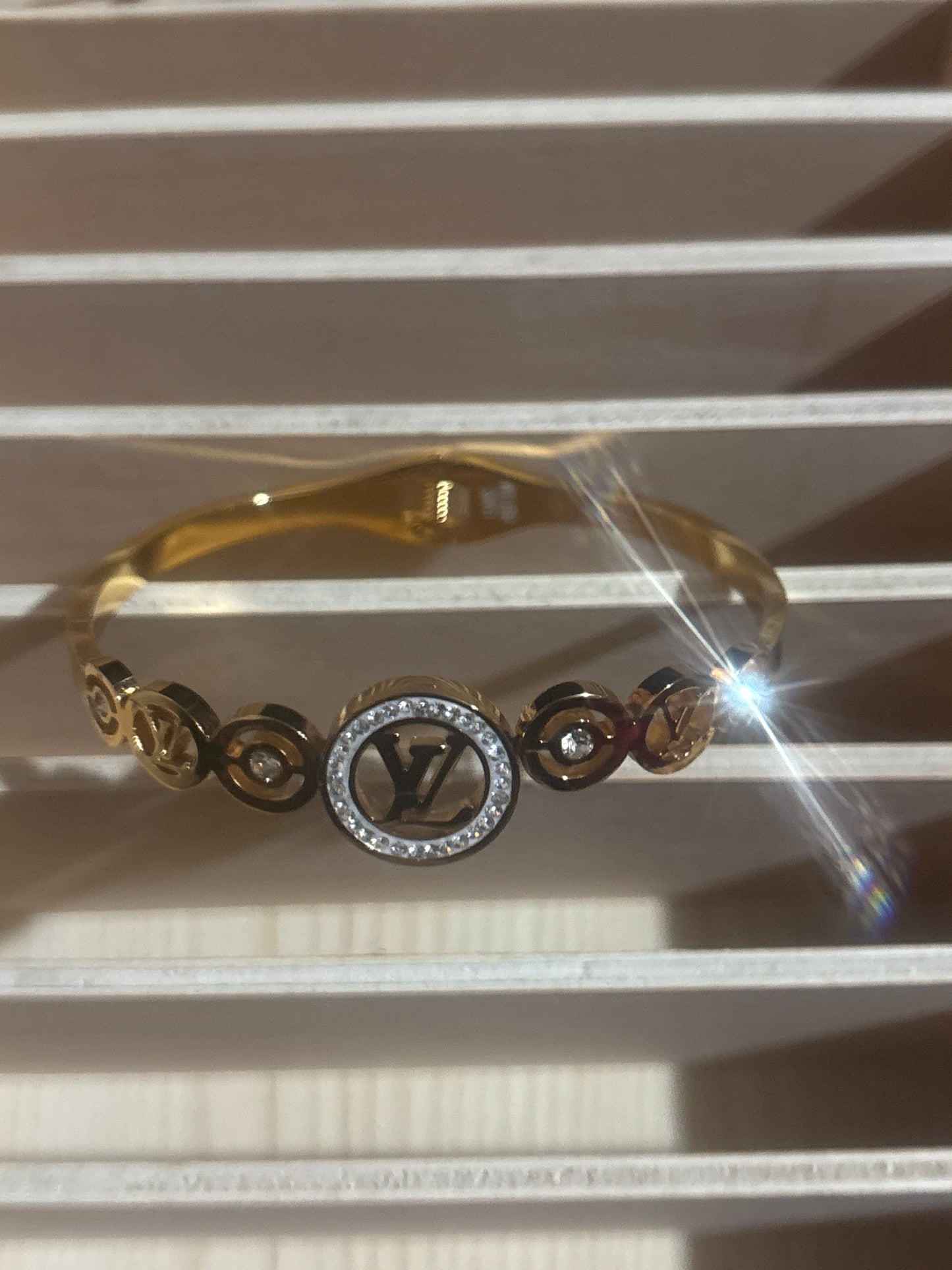 Luxury Inspired LV Monogram Crystal Circle Bangle Bracelet 💥💰✨
